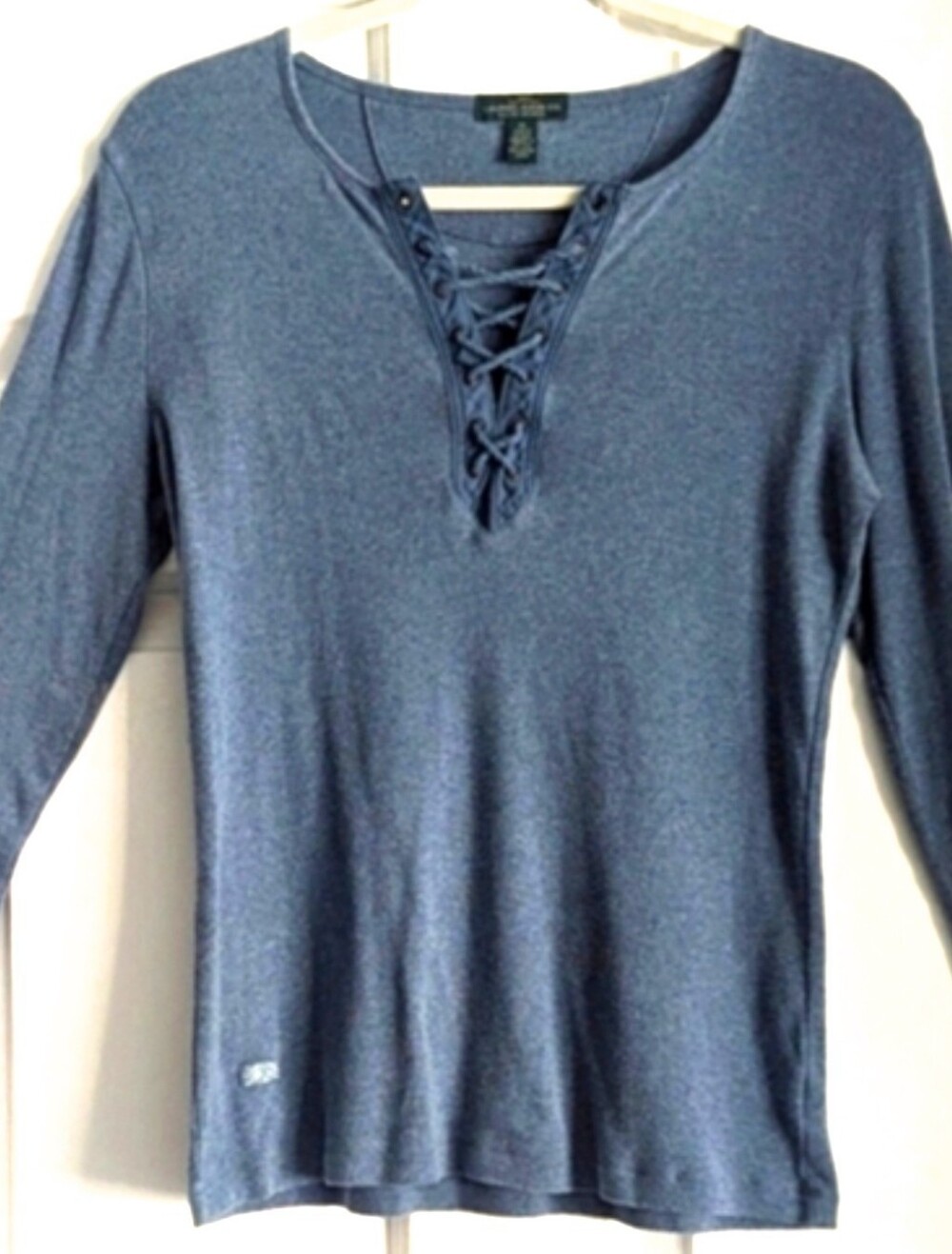 Fall Ralph Lauren DENIM & SUPPLY 100% cotton lace-Up neckline blue knit Medium